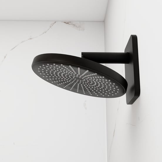 Blaufoss Onos 250 Duschkopf 25 cm, Wandmontage, mit Brausearm, Schwarz matt