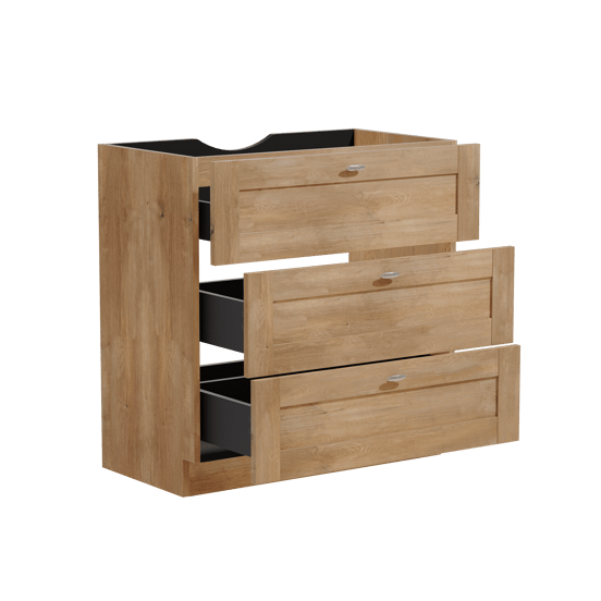 Linie Classo staande wastafelonderkast 80 x 46 cm naturel eiken 3 lades