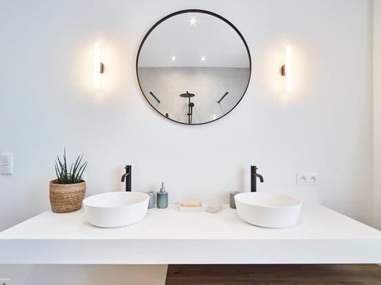 Balmani Dominus enkel of dubbel wastafelblad matte Solid Surface 180 x 55 cm