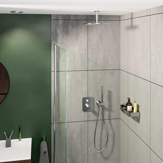 Blaufoss Round handdoucheset 1 functie met muuraansluitbocht chroom