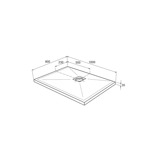 Linie Rumba douchebak 100 x 80 cm acryl mat wit leisteenstructuur