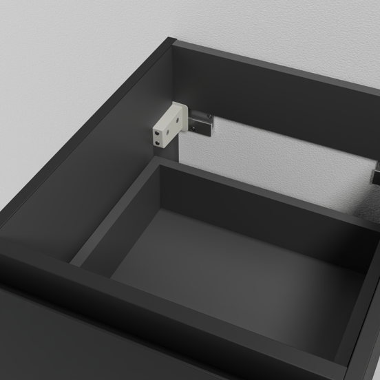 Linie Lado meuble sous-vasque suspendu 40 x 46 cm Noir Mat 2 tiroirs