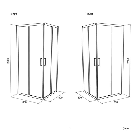 Luca Varess Talan douchecabine met schuifdeuren 80 x 80 cm helder glas mat zwart profiel