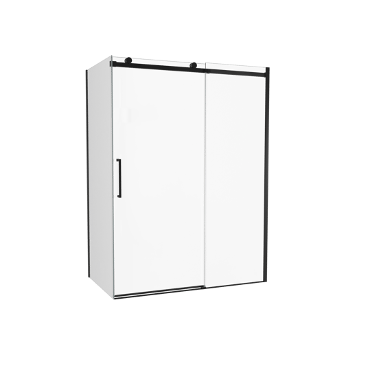 Luca Varess Boltano paroi de douche avec porte coulissante et paroi latérale fixe, 150 x 90 cm, verre transparent, profil noir