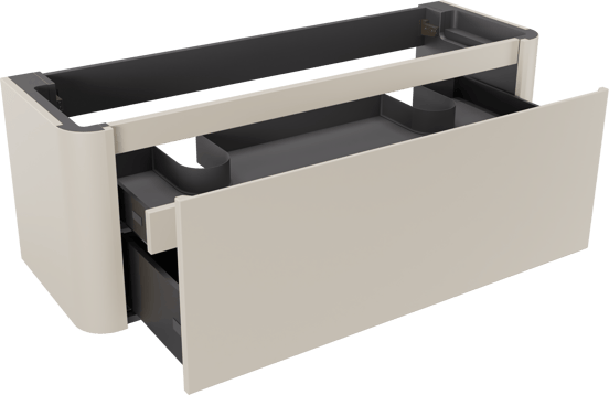 Storke Soft zwevende wastafelonderkast 140 x 46 cm Sand mat 2 lades