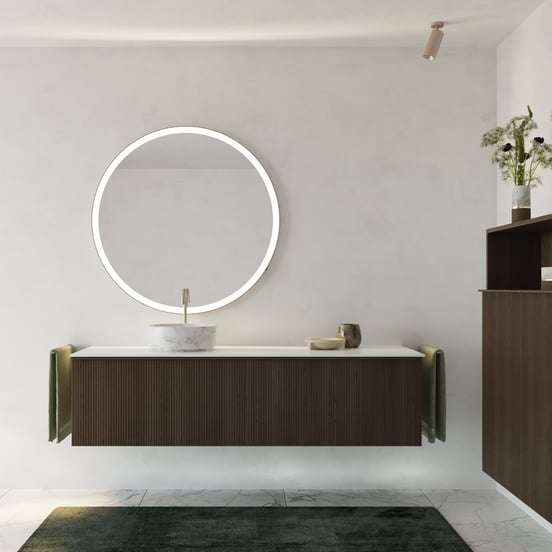 Balmani Scirocco rond badkamerspiegel Ø 110 cm met spiegelverlichting en anti-damp