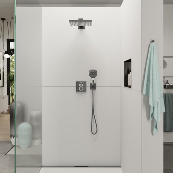Hansgrohe Raindance E300 Tête de douche carré 30 x 30 cm avec support mural Brushed Black Chrome