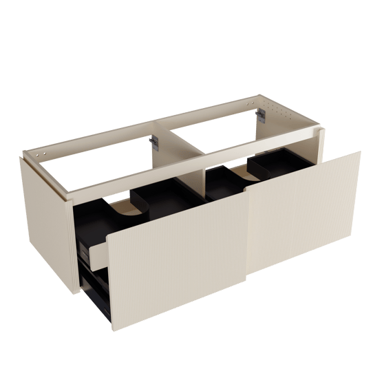 Balmani Eclips meuble sous-lavabo suspendu 150 x 55 cm Sandbeige 4 tiroirs Nervure sym. vert.