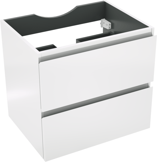 Linie Lado hängender Waschbeckenunterschrank: 60 x 46 cm, Weiß Glänzend, 2 Schubladen