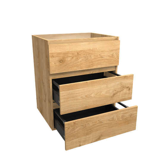 Balmani Lucida staande wastafelonderkast 67,5 x 55 cm ruwe eik 3 lades