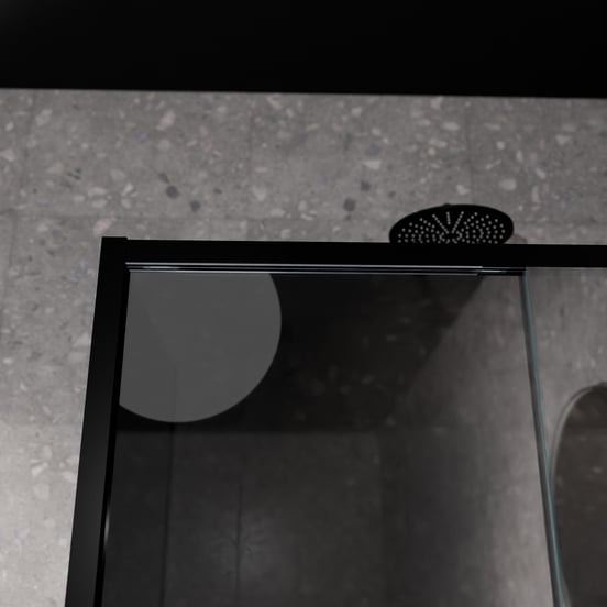 Balmani Senses Design Eckdusche: Schiebetür (Rechts) mit fixierte Seitenwand, 160 x 80 cm, Reflex-Spiegelglas, Profil Schwarz matt