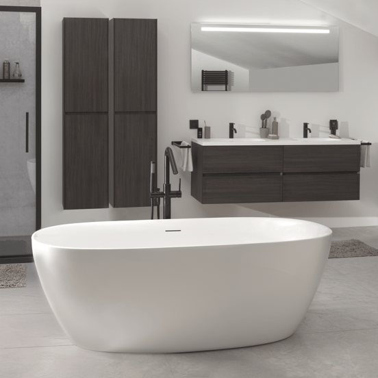 Luca Varess Marcia baignoire îlot ovale 170 x 80 cm acrylique Blanc Brillant