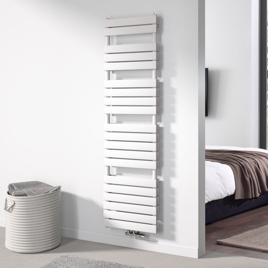 Vipera Vulcan Doppelhandtuchheizkörper: 50 x 183.5 cm, Zentralheizung, Weiß matt, Seiten- & Mittelanschluss, 1.608W