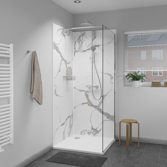 Linie Fresco Set revêtement mural de douche 2 x 90x210 cm, SPC, Marble White