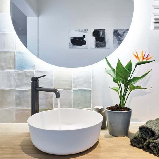 Blaufoss Round Waschbecken Armatur: Erhöht, Gunmetal gebürstet