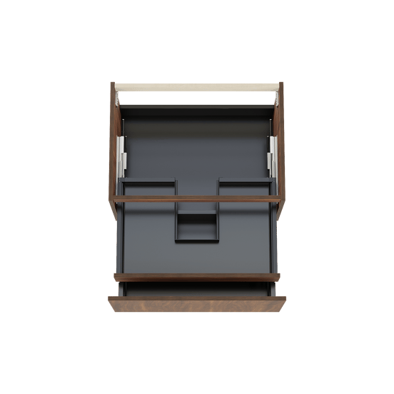 Balmani Sfera hängender Waschbeckenunterschrank: 75 x 55 cm, Amerikanischer Nussbaum, 2 Schubladen