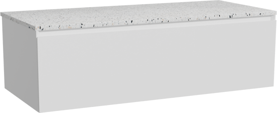 Storke Edge meuble salle de bains suspendu 120 x 52 cm blanc mat avec Tavola tablette simple ou double en blanc/noir mat terrazzo