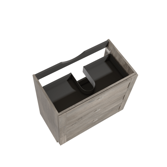 Linie Classo meuble sous-lavabo a poser 80 x 46 cm chêne gris 3 tiroirs