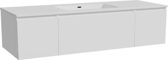 Storke Edge zwevend badmeubel 145 x 52 cm hoogglans wit met Diva enkele wastafel in composietmarmer hoogglans wit