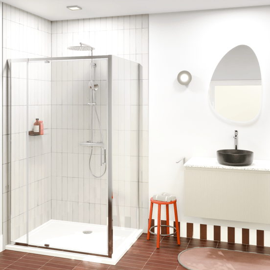 Luca Varess Vidor Telescope paroi de douche avec porte pivotante et paroi latérale fixe 120 x 90 cm verre transparent profil chrome brillant