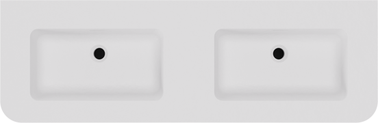 Storke Soft meuble salle de bains suspendu 140 x 46 cm noyer avec Mata Soft double vasque en Solid Surface blanc mat, Nervure droite symétrique verticale