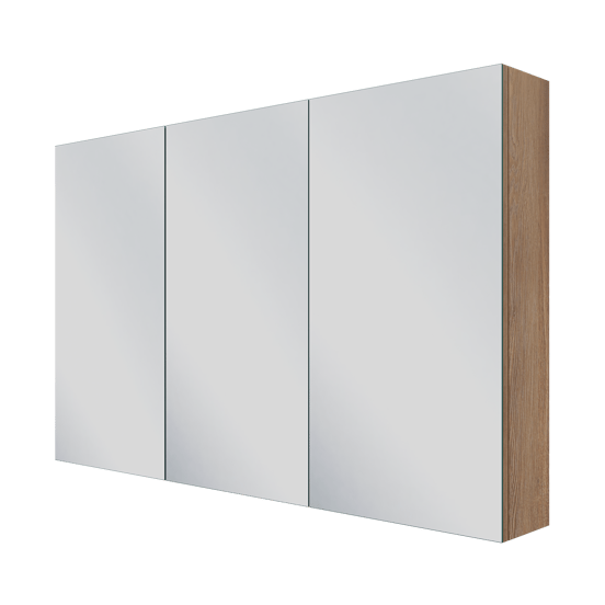 Linie Montro Spiegelschrank Bad: 120 x 75 cm, braune Eiche