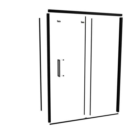 Balmani Senses Design 160 cm rechts douchecabine met schuifdeur profielenset mat zwart