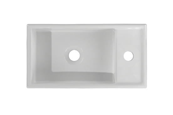 Linie Lado hängendes WC-Möbel-Set, 40 x 22 cm, braune Eiche, mit Baro Waschtisch, glänzend weiße keramik