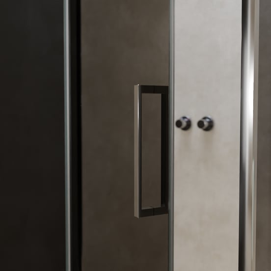 Balmani Senses Design douchehoek met linkse draaideur en vaste zijwand, 120 x 90 cm, Rookglas, Chroom profielen, met coating