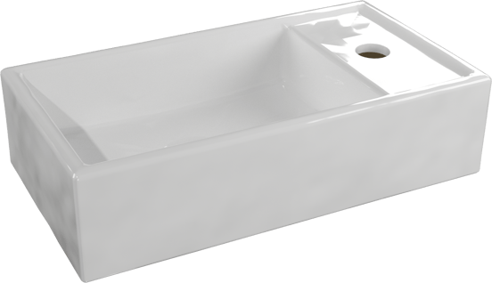 Linie Lado hängendes WC-Möbel-Set, 40 x 22 cm, braune Eiche, mit Baro Waschtisch, glänzend weiße keramik