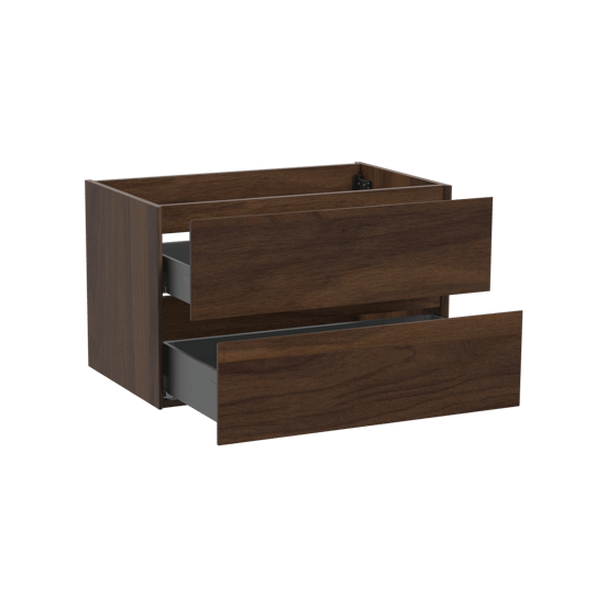 Storke Edge zwevende wastafelonderkast 85 x 52 cm notelaar 2 lades