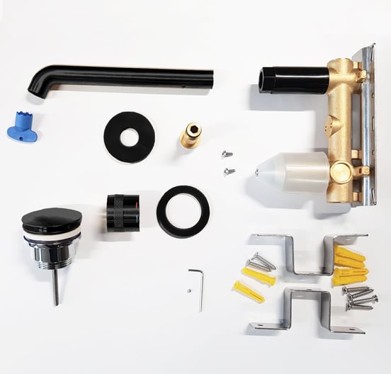 Blaufoss Pavilion inbouw wastafelkraan mat zwart incl. inbouwelement