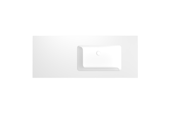 Storke Mata plan vasque asymétrique à droite mat solid surface 130 x 52 cm combinaison armoire 35 cm