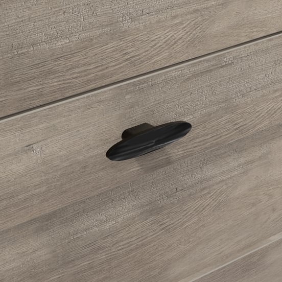 Linie Classo stehender Waschbeckenunterschrank: 120 x 46 cm, graue Eiche 6 Schubladen 2 Siphonaussparungen