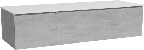 Storke Edge zwevend badmeubel 150 x 52 cm beton donkergrijs met Tavola enkel of dubbel wastafelblad in solid surface mat wit