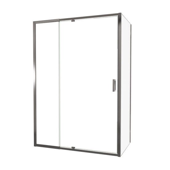 Luca Varess Vidor Telescope paroi de douche avec porte pivotante et paroi latérale fixe 140 x 80 cm verre transparent profil chrome brillant