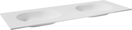 Balmani Tablo Oval dubbele wastafel mat witte Solid Surface 150 x 55 cm