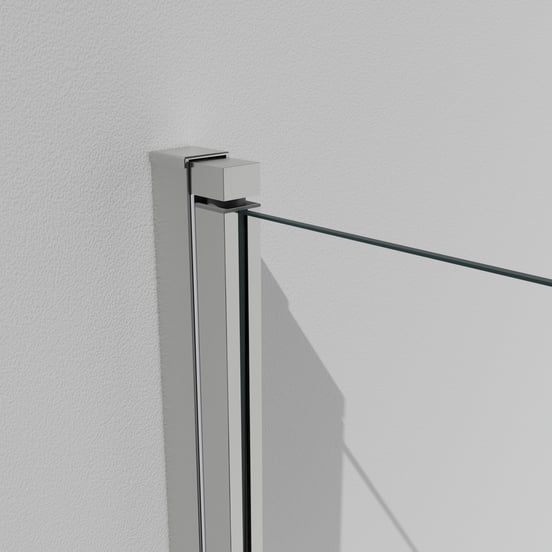 Luca Varess Kuresa enkele badwand 85cm helder glas met matte strook glanzend chroom profiel