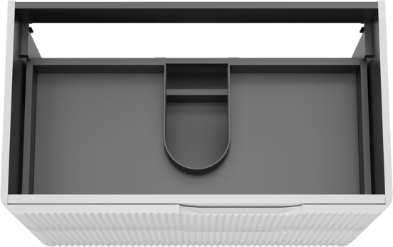 Linie Curvo zwevende wastafelonderkast 80 x 46 cm Hoogglans Wit 2 lades vert. sym. Groef