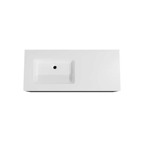 Storke Edge zwevend badmeubel 120 x 52 cm mat zwart met Mata High asymmetrisch linkse wastafel in solid surface mat wit