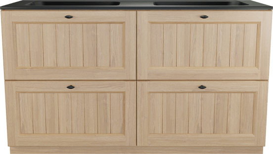 Balmani Lemon meuble salle de bains à poser 150 x 55 cm, plaqué chêne naturel avec Tablo Strada double vasque en noir mat