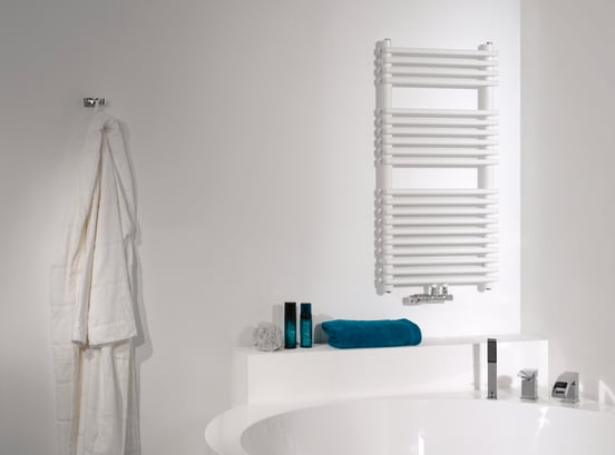 UNIQUEMENT POUR ALLEMAGNE - Vipera Alegria sèche-serviettes double 60 x 120 cm chauffage électrique blanc brillant raccordements latéral et central possibles 1.192W, résistance incluse