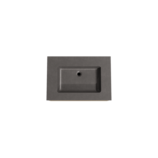 Storke Edge zwevend badmeubel 75 x 52 cm ruw eiken met Scuro enkele wastafel in kwarts mat zwart