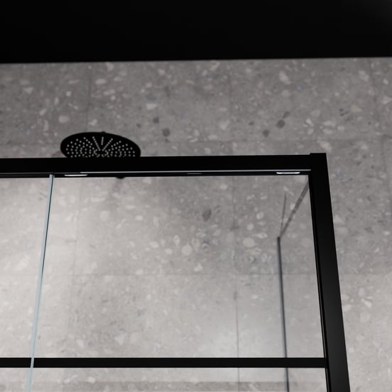 Balmani Senses Design douchecabine met linkse schuifdeur en vaste zijwand, 120 x 90 cm, Lined, Mat zwart profielen