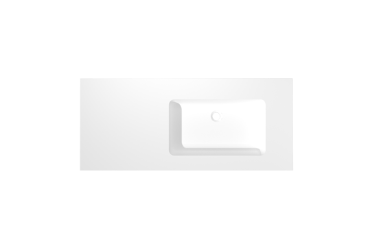 Storke Mata asymmetrisch rechtse wastafel matte solid surface 120 x 52 cm combinatie kast 35 cm