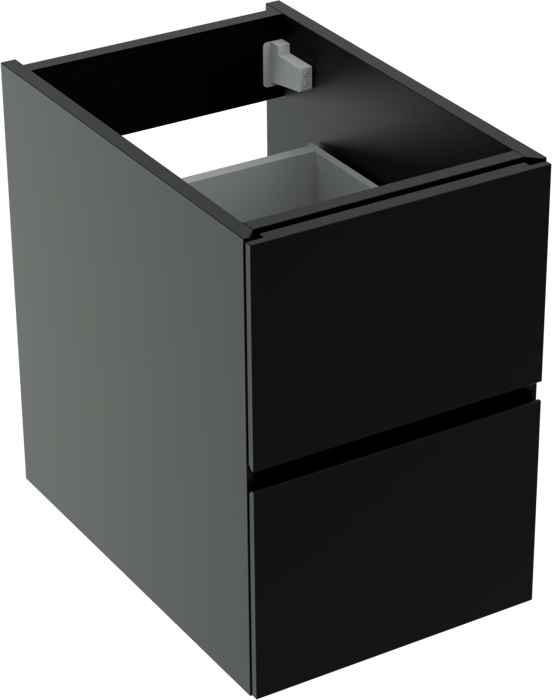 Storke Edge hängender Waschbeckenunterschrank: 35 x 52 cm, Schwarz Matt, 2 Schubladen