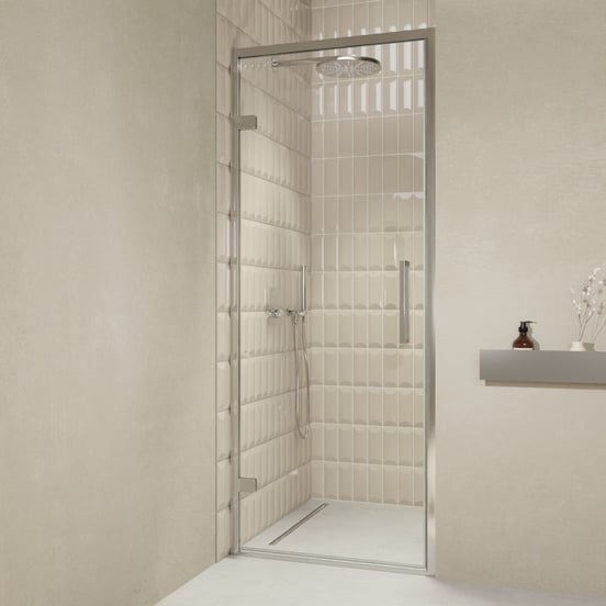 Balmani Senses Design douche draaideur links 90 cm x 210 cm Helder glas, Chroom profielen