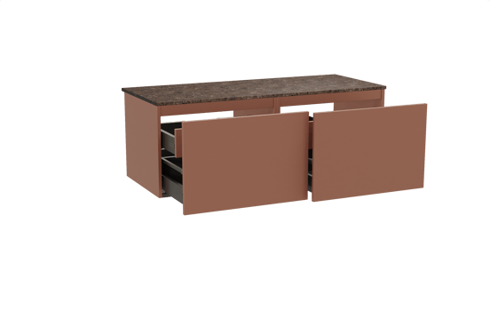 Balmani Sfera hängendes Möbelstück Set: 135 x 55 cm, Cotto, mit Stretto Einzel- oder Doppel Waschtischplatte, Marmor Dark Emperador