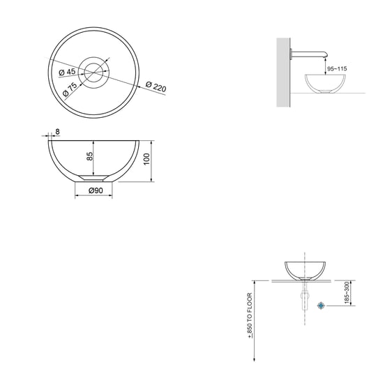 Balmani Mitra zwevend toiletmeubel 42 x 21 cm natuur eik met Facetta tablet en Jazz waskom in matte Solid Surface
