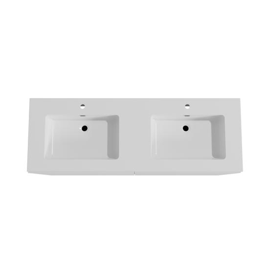 Storke Edge staand badmeubel 150 x 52 cm mat wit met Diva dubbele wastafel in composietmarmer hoogglans wit